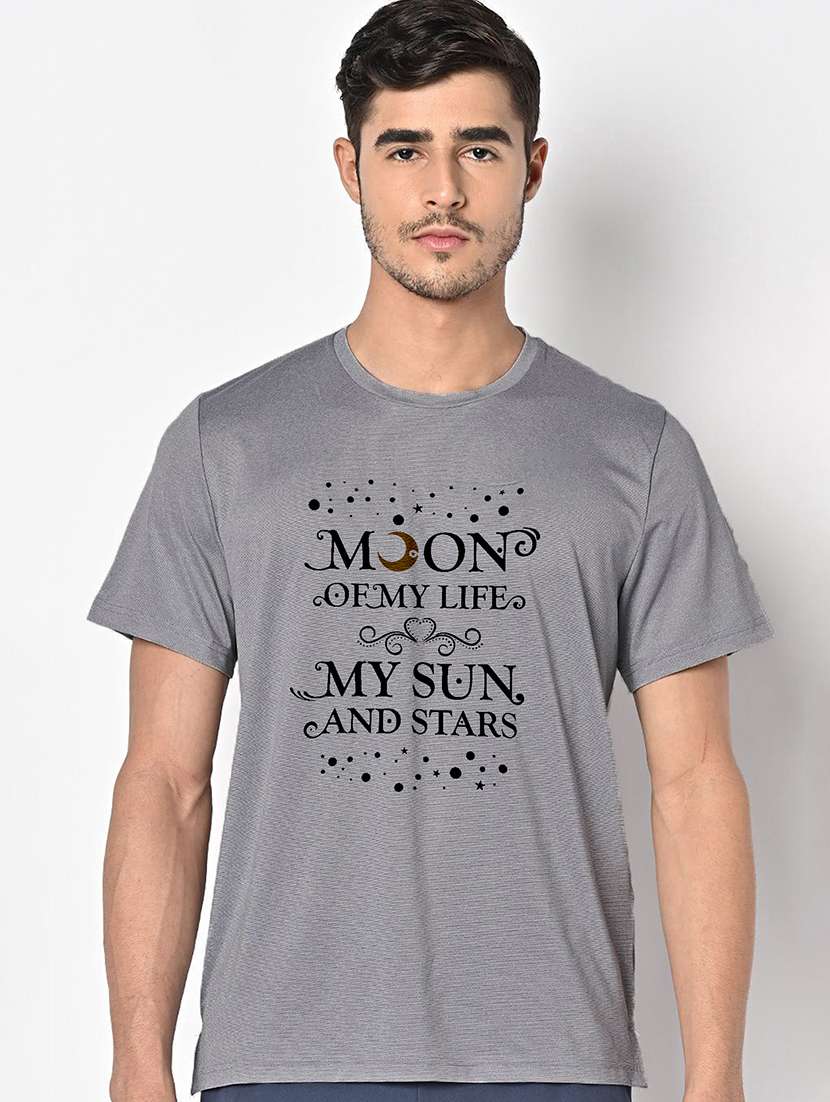 men grey round neck regular fit t-shirt