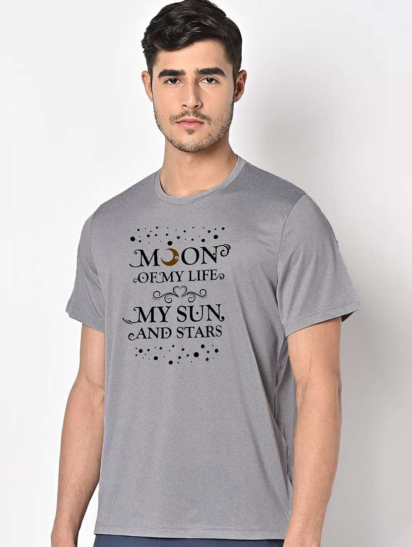men grey round neck regular fit t-shirt - 21842610 - Standard Image - 1