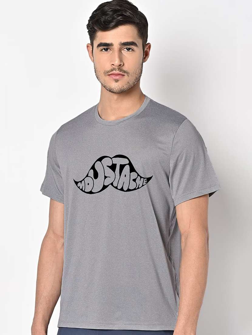 men grey round neck regular fit t-shirt - 21842613 -  Standard Image - 1