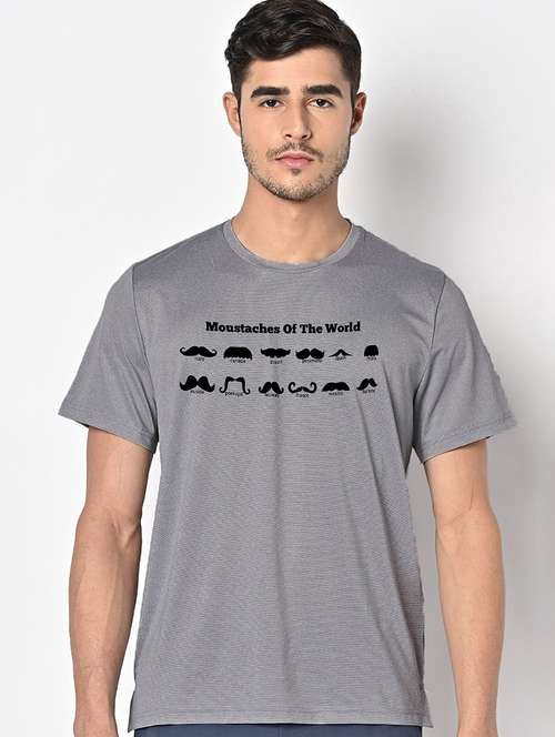 men grey round neck regular fit t-shirt - 21842616 -  Standard Image - 0