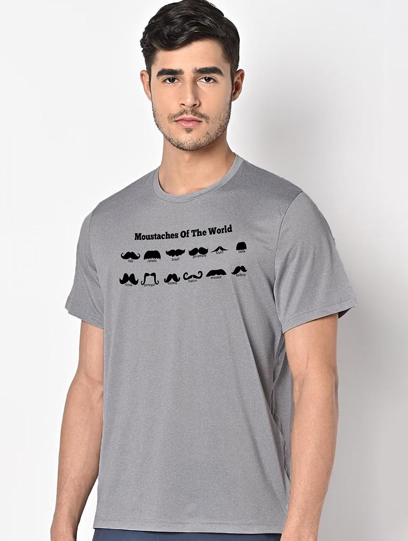 men grey round neck regular fit t-shirt - 21842616 - Standard Image - 1