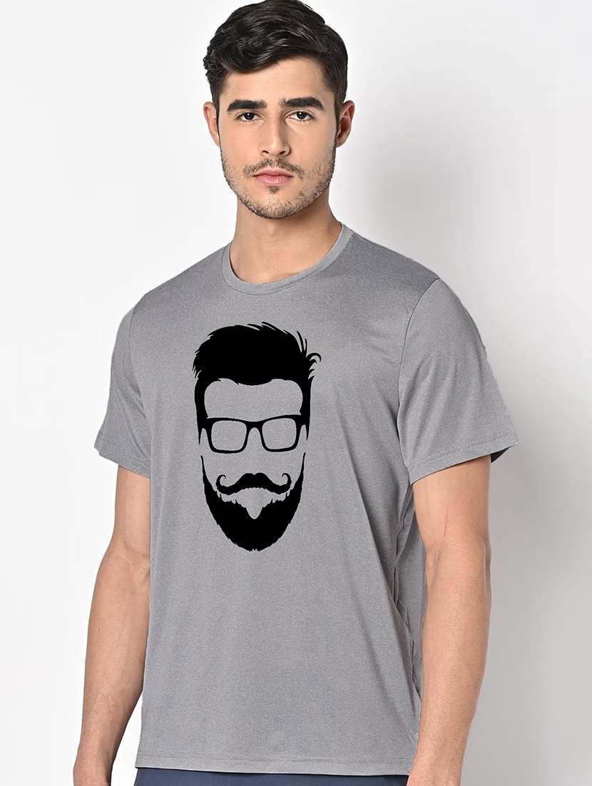 men grey round neck regular fit t-shirt - 21842618 -  Standard Image - 1