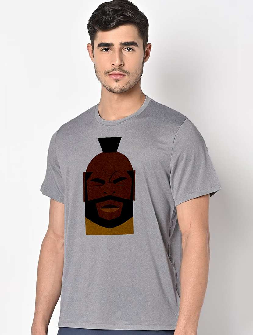 men grey round neck regular fit t-shirt - 21842621 -  Standard Image - 1