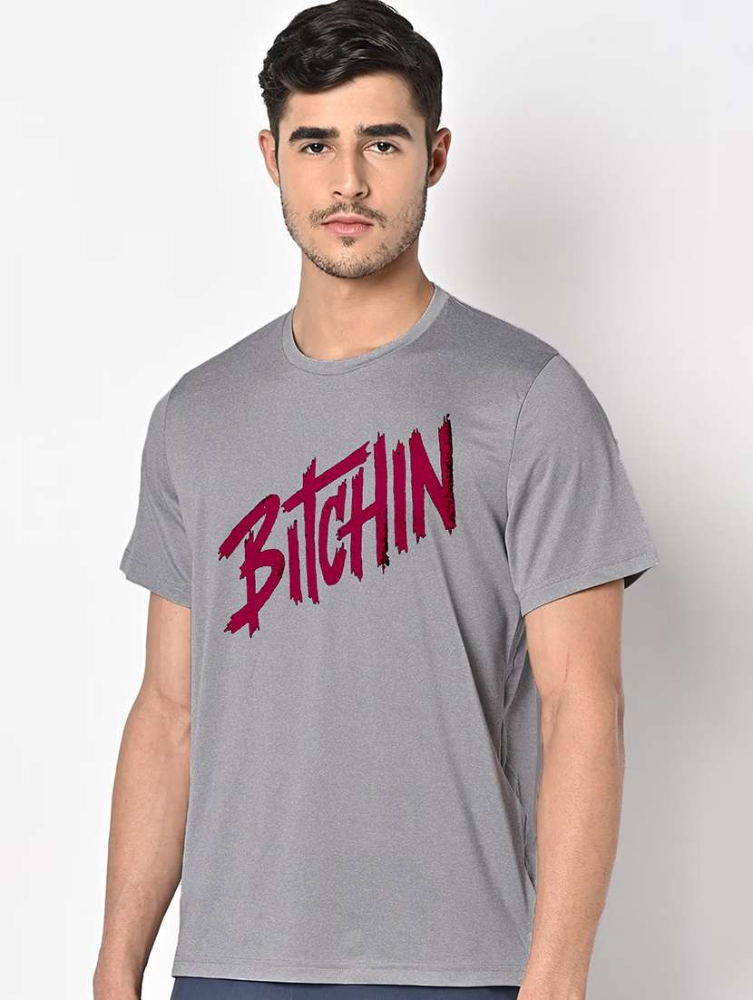 men grey round neck regular fit t-shirt - 21842636 -  Standard Image - 1