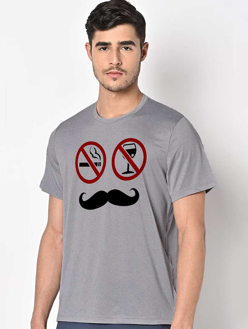 men grey round neck regular fit t-shirt - 21842639 -  Standard Image - 1