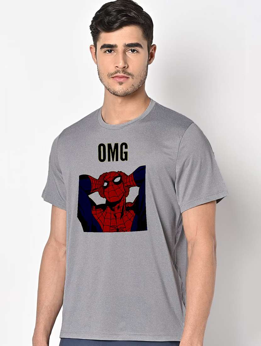 men grey round neck regular fit t-shirt - 21842640 -  Standard Image - 1