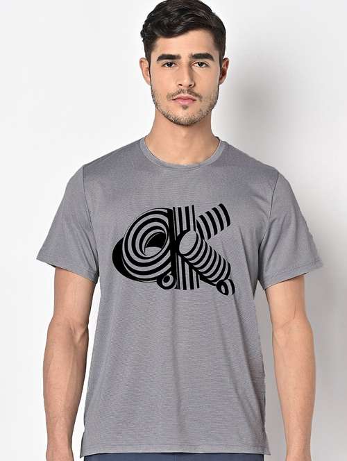 men grey round neck regular fit t-shirt - 21842641 -  Standard Image - 0