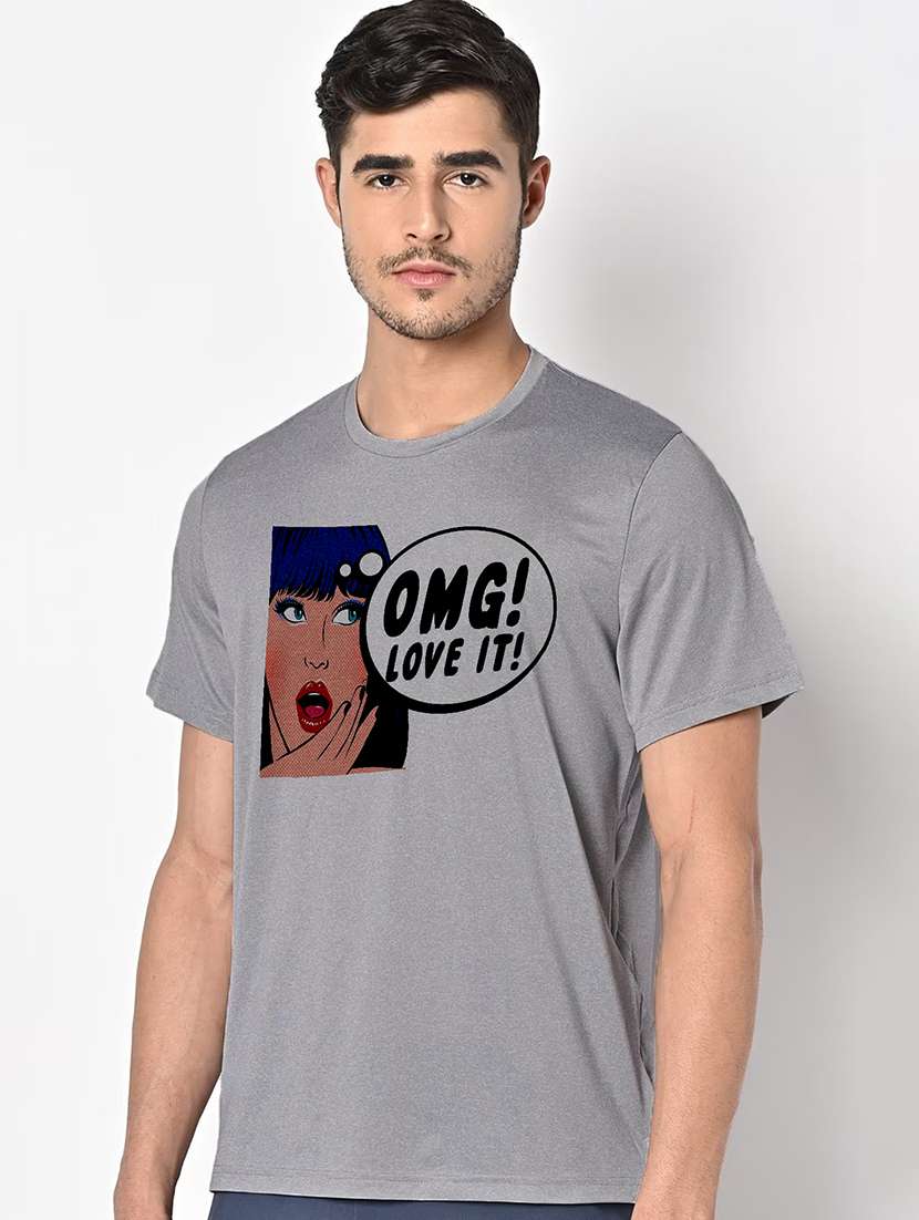 men grey round neck regular fit t-shirt - 21842642 -  Standard Image - 1