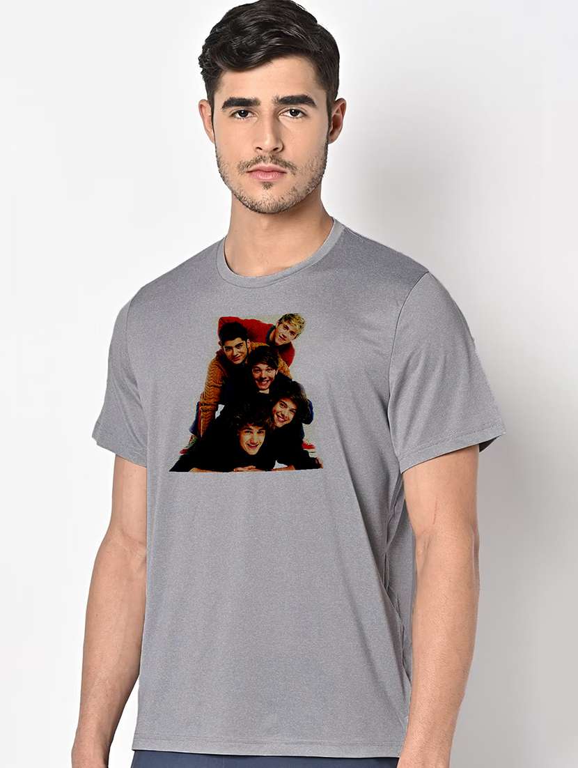 men grey round neck regular fit t-shirt - 21842644 -  Standard Image - 1