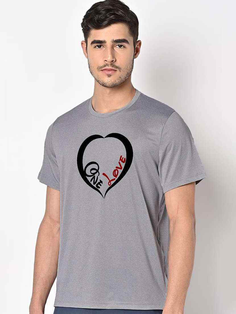 men grey round neck regular fit t-shirt - 21842645 - Standard Image - 1