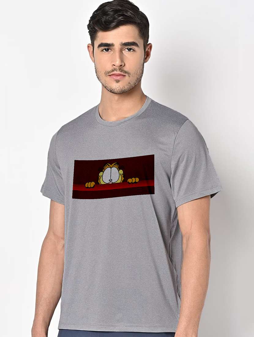 men grey round neck regular fit t-shirt - 21842652 -  Standard Image - 1