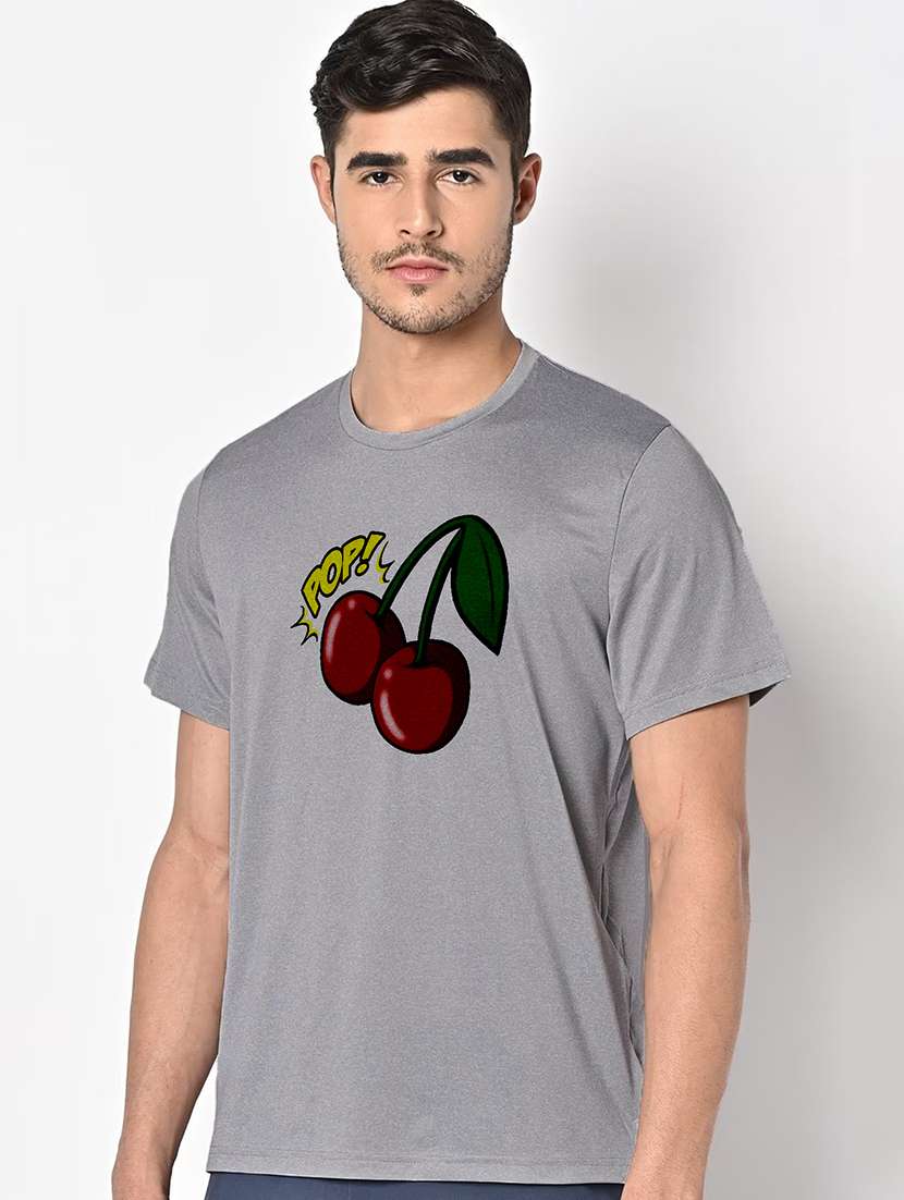 men grey round neck regular fit t-shirt - 21842657 -  Standard Image - 1