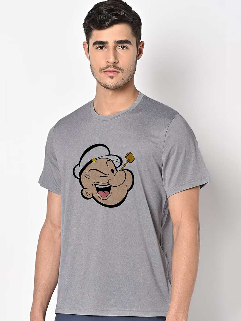 men grey round neck regular fit t-shirt - 21842659 -  Standard Image - 1