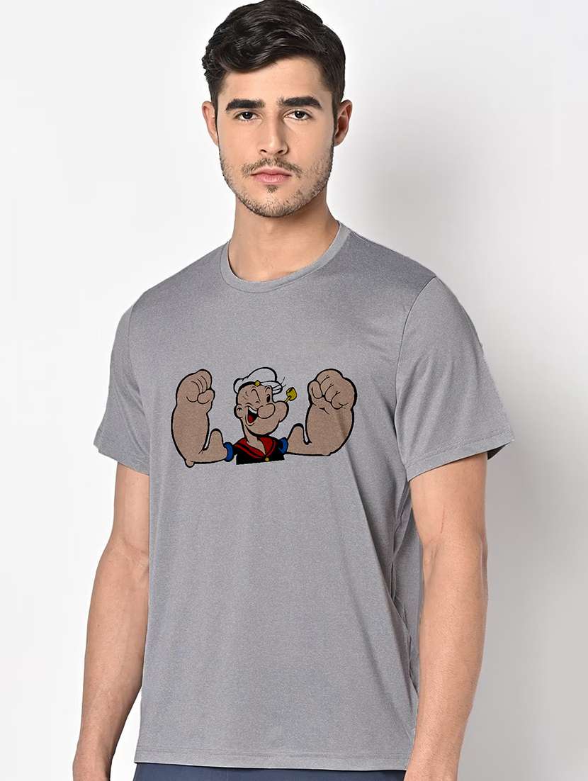 men grey round neck regular fit t-shirt - 21842661 -  Standard Image - 1