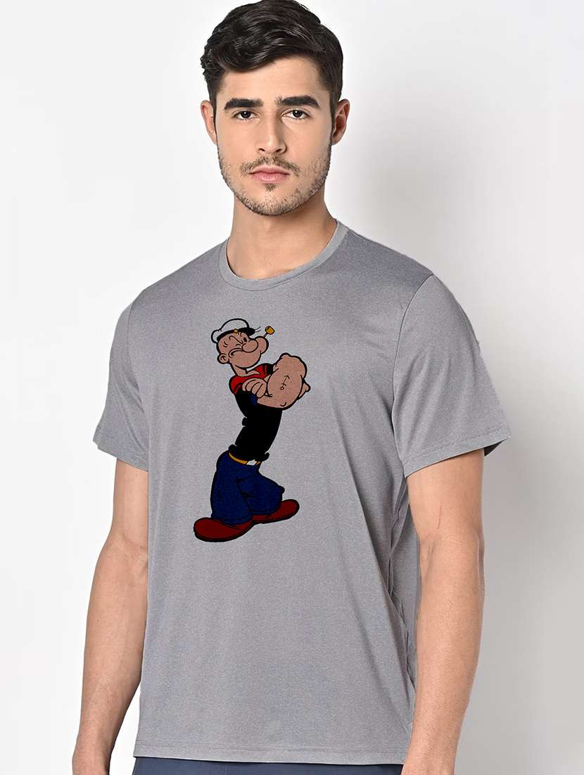 men grey round neck regular fit t-shirt - 21842667 -  Standard Image - 1