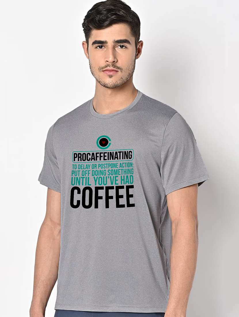 men grey round neck regular fit t-shirt - 21842670 -  Standard Image - 1