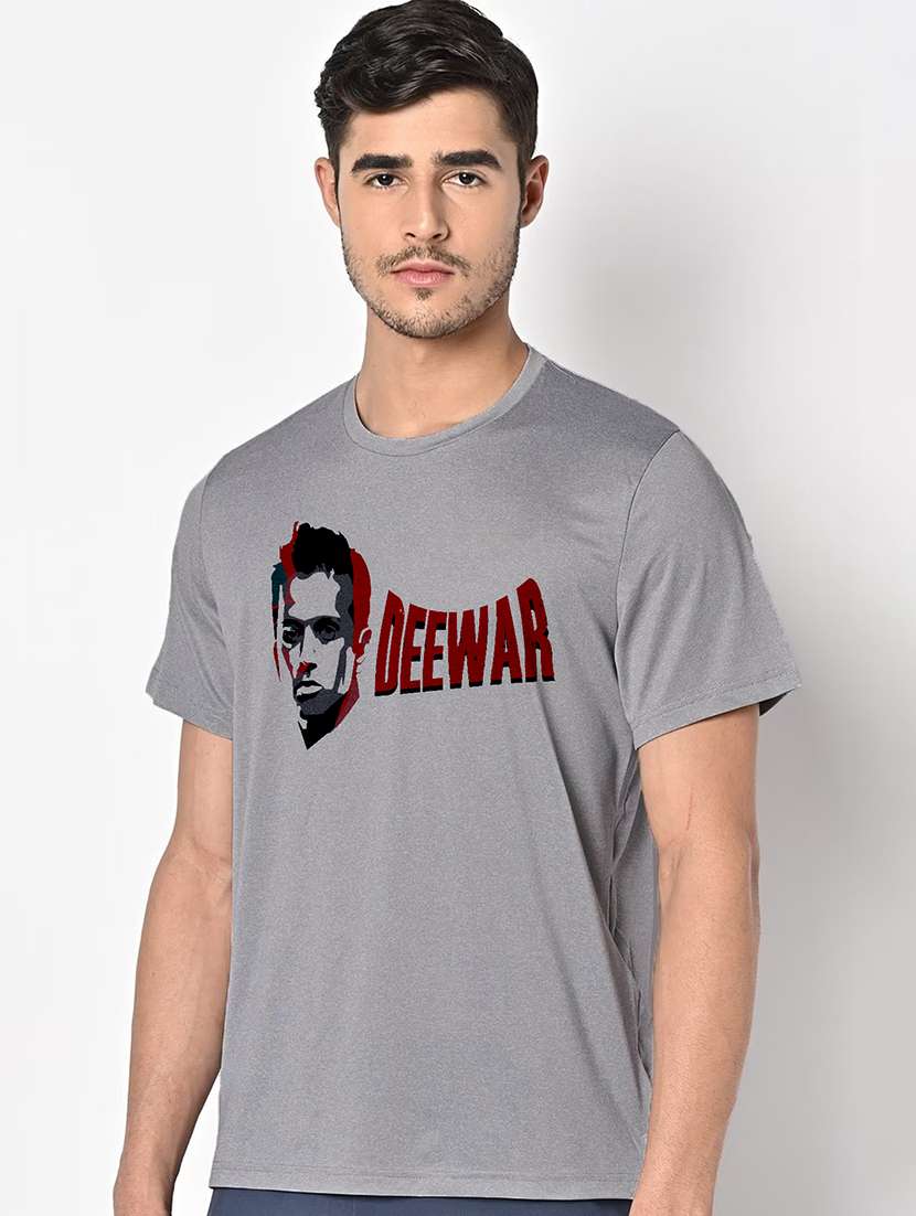 men grey round neck regular fit t-shirt - 21842674 -  Standard Image - 1