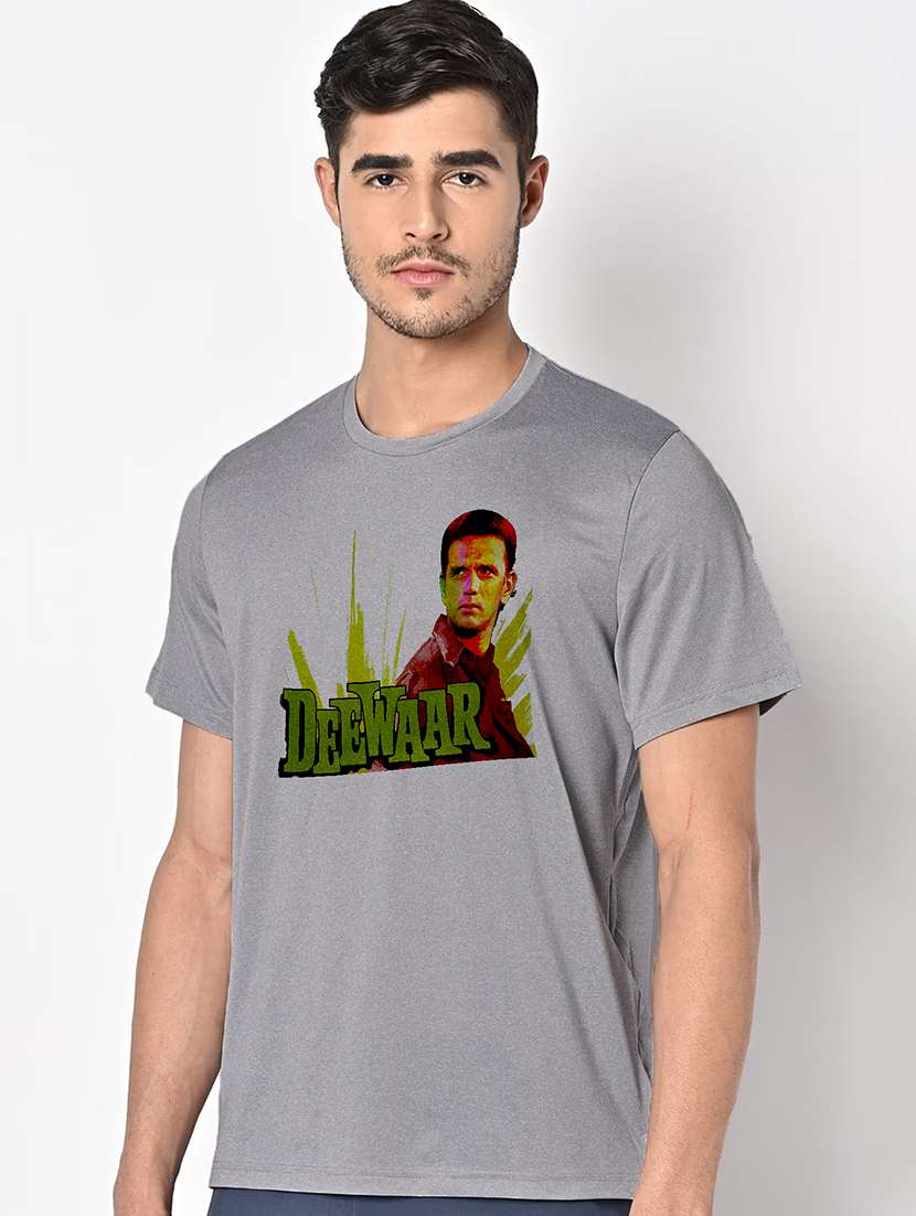 men grey round neck regular fit t-shirt - 21842675 -  Standard Image - 1