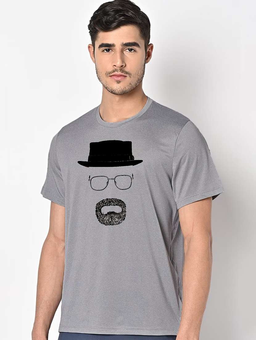 men grey round neck regular fit t-shirt - 21842680 -  Standard Image - 1