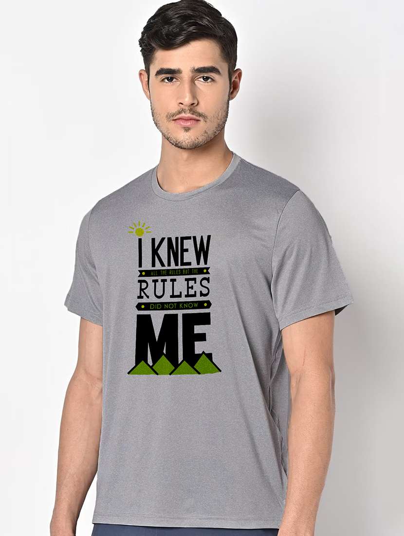 men grey round neck regular fit t-shirt - 21842681 -  Standard Image - 1