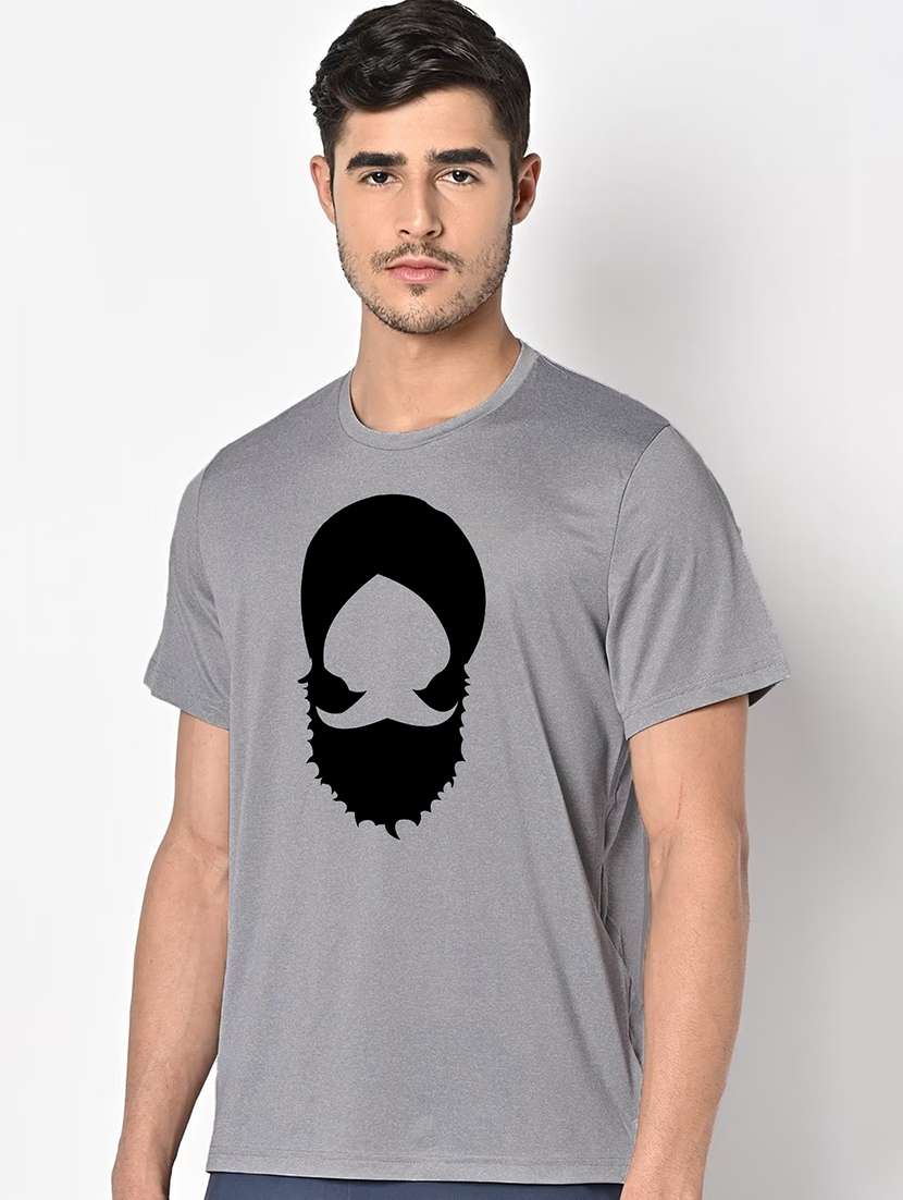 men grey round neck regular fit t-shirt - 21842685 -  Standard Image - 1