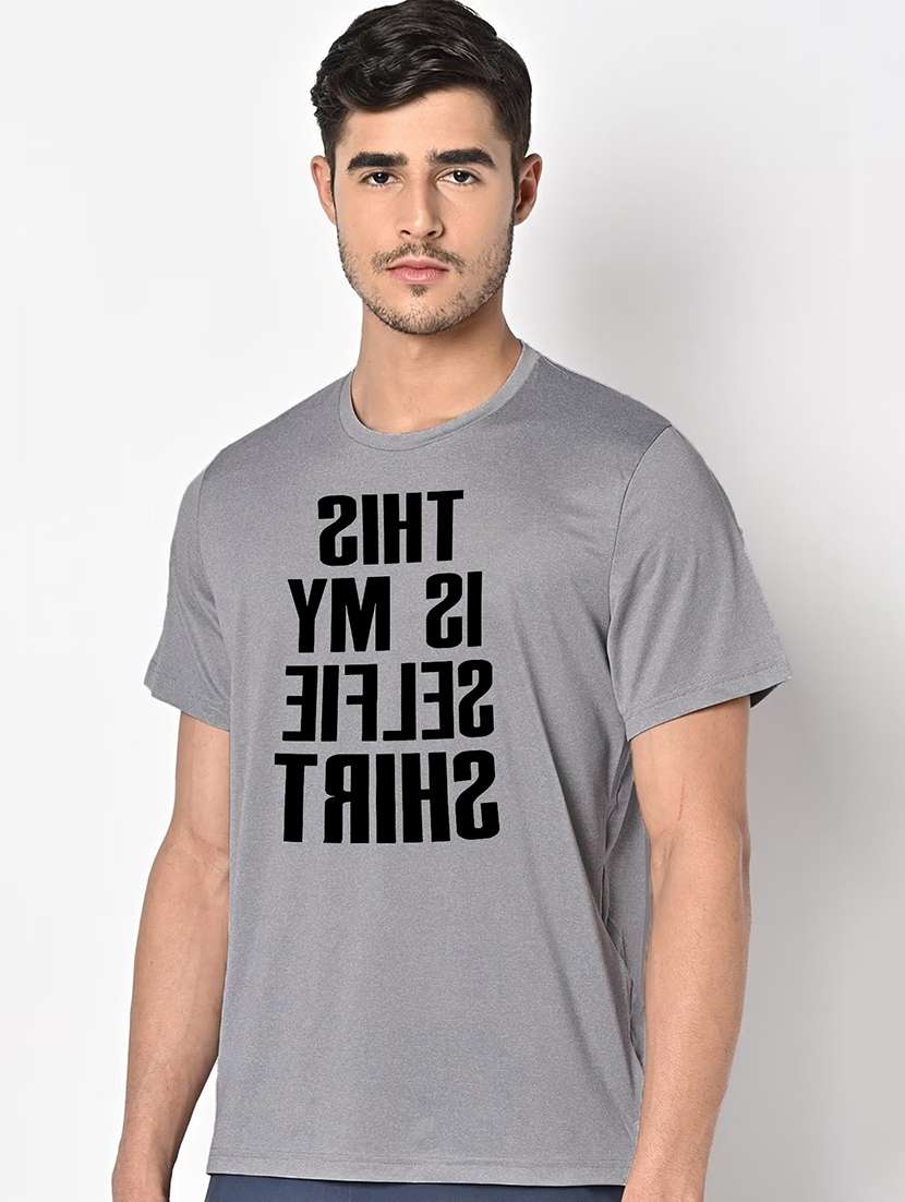 men grey round neck regular fit t-shirt - 21842687 -  Standard Image - 1