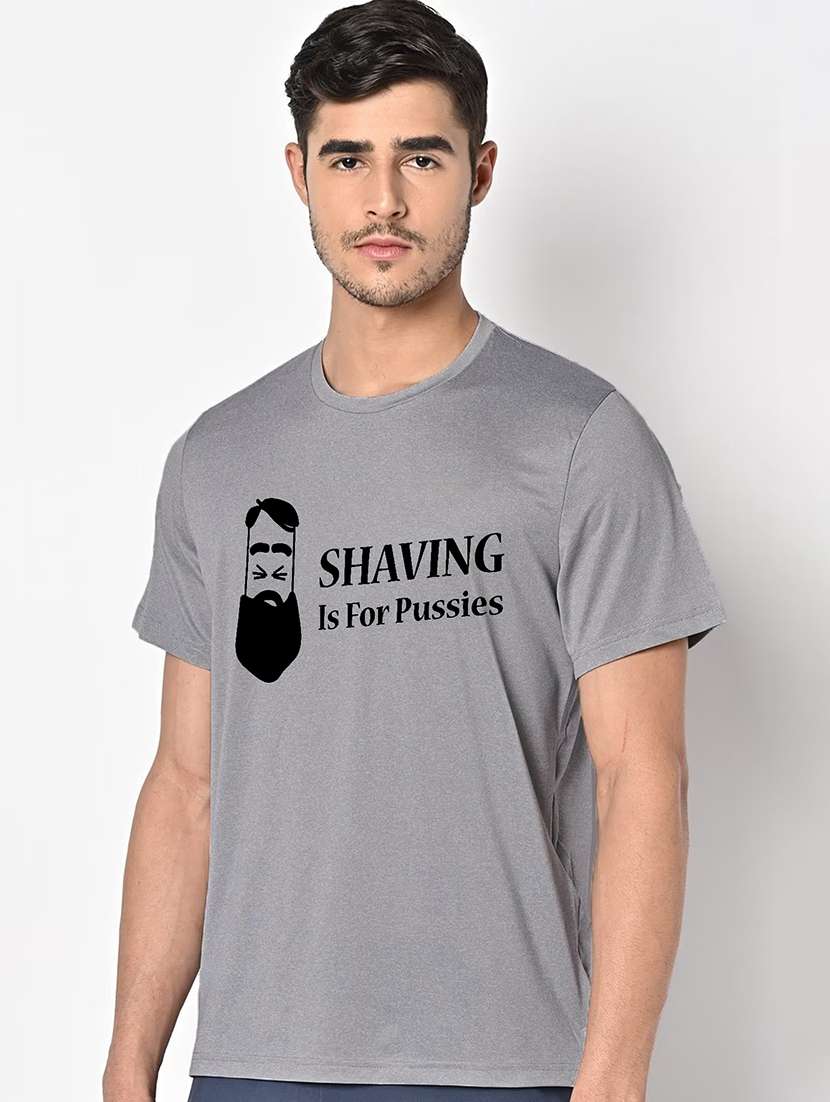 men grey round neck regular fit t-shirt - 21842693 -  Standard Image - 1