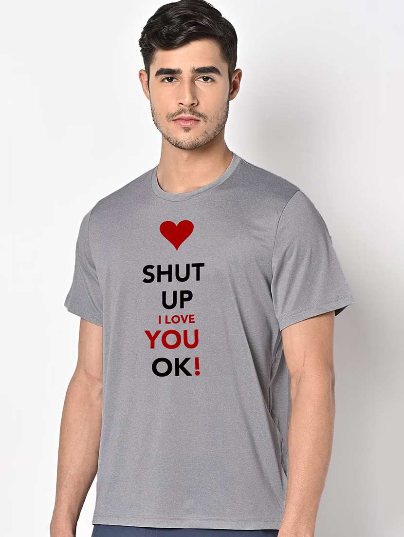 men grey round neck regular fit t-shirt - 21842696 -  Standard Image - 1