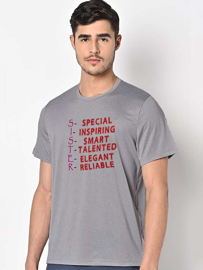 men grey round neck regular fit t-shirt - 21842703 -  Standard Image - 1
