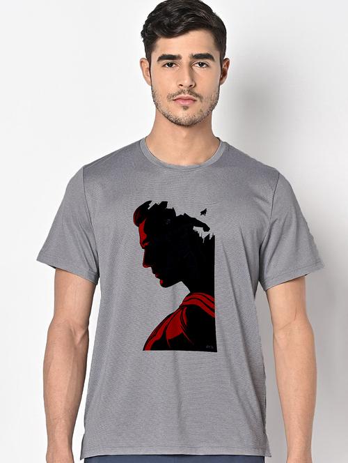 men grey round neck regular fit t-shirt - 21842719 -  Standard Image - 0