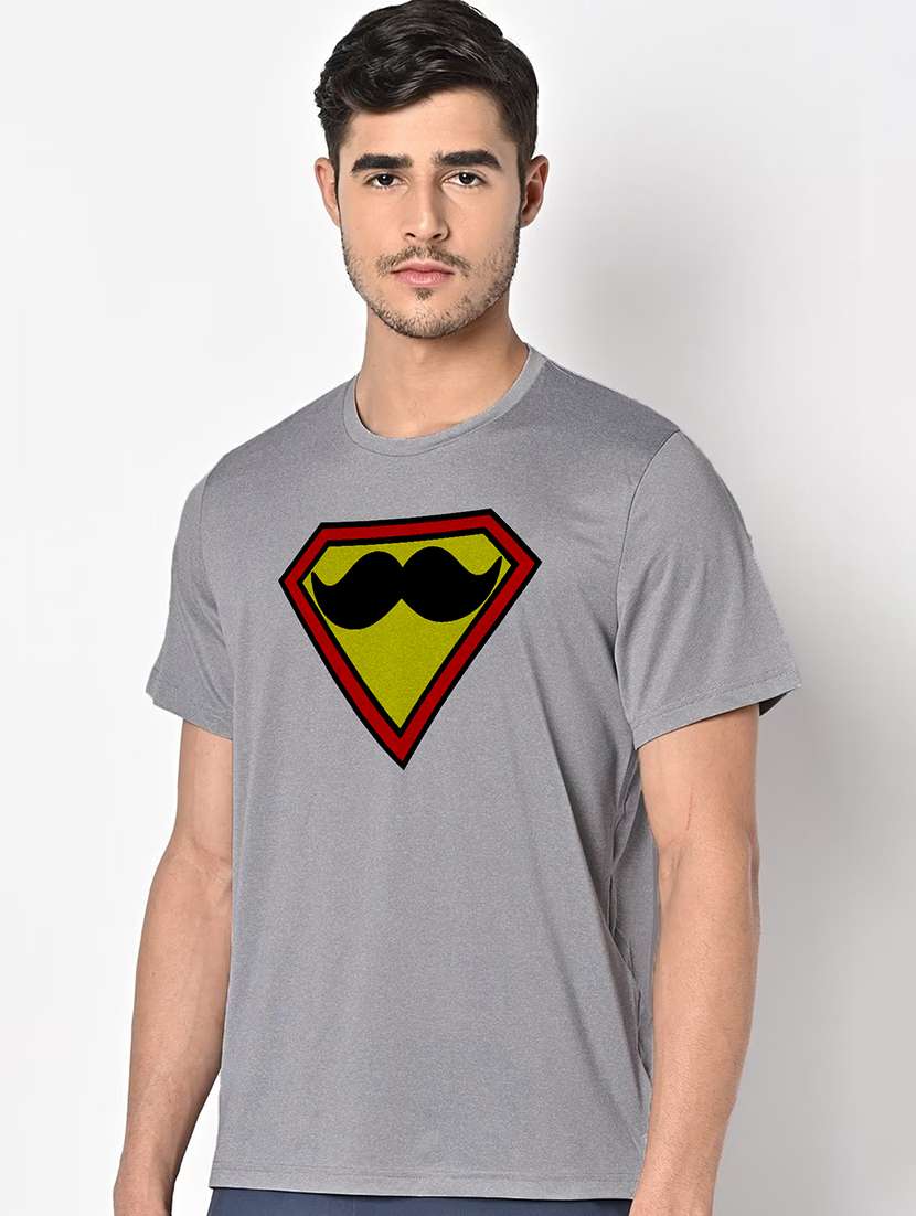 men grey round neck regular fit t-shirt - 21842720 -  Standard Image - 1