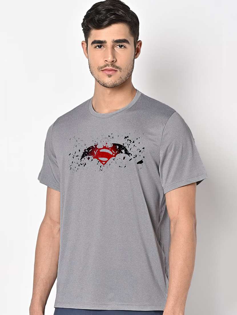 men grey round neck regular fit t-shirt - 21842722 -  Standard Image - 1