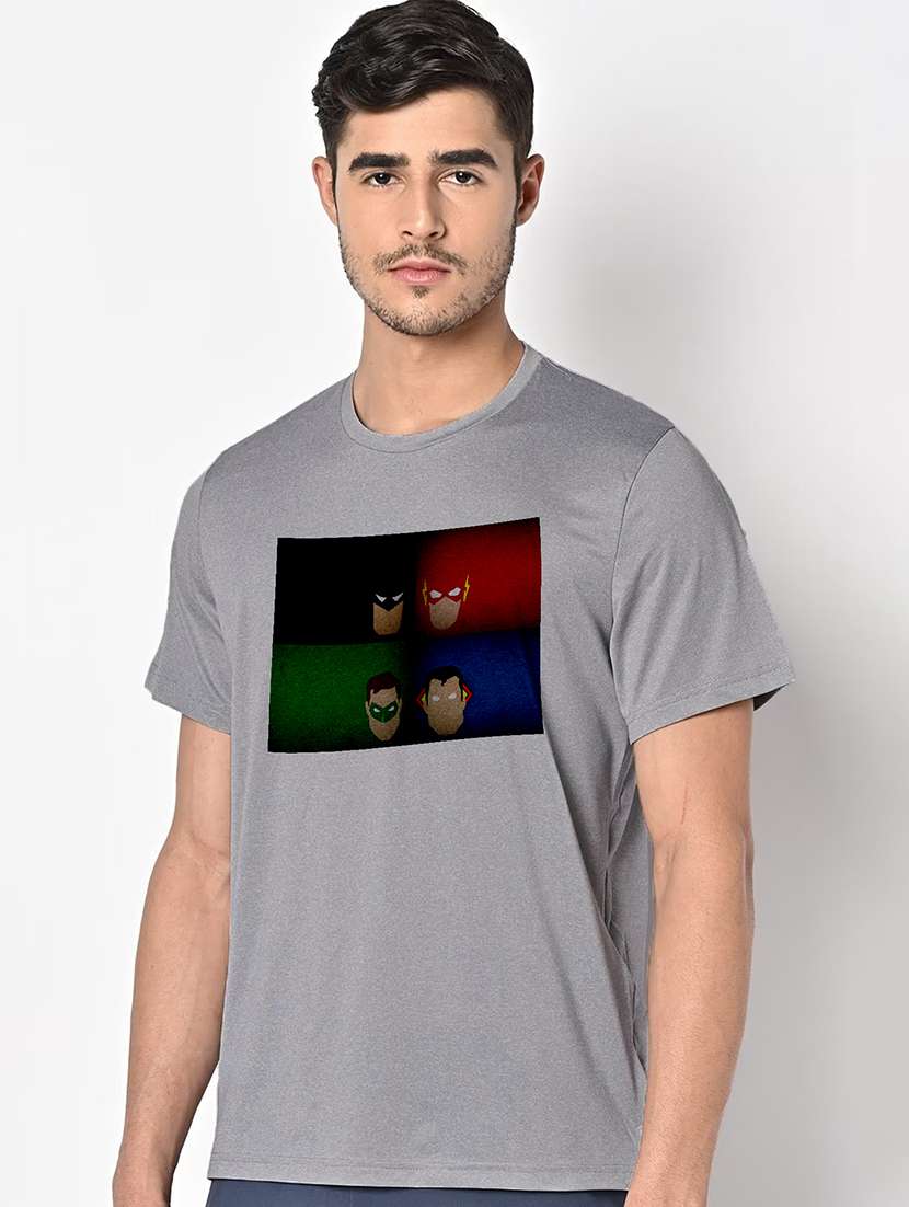 men grey round neck regular fit t-shirt - 21842723 -  Standard Image - 1