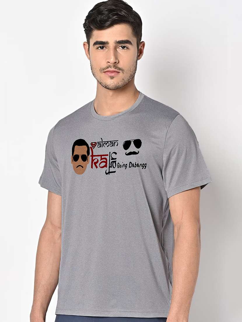 men grey round neck regular fit t-shirt - 21842727 -  Standard Image - 1