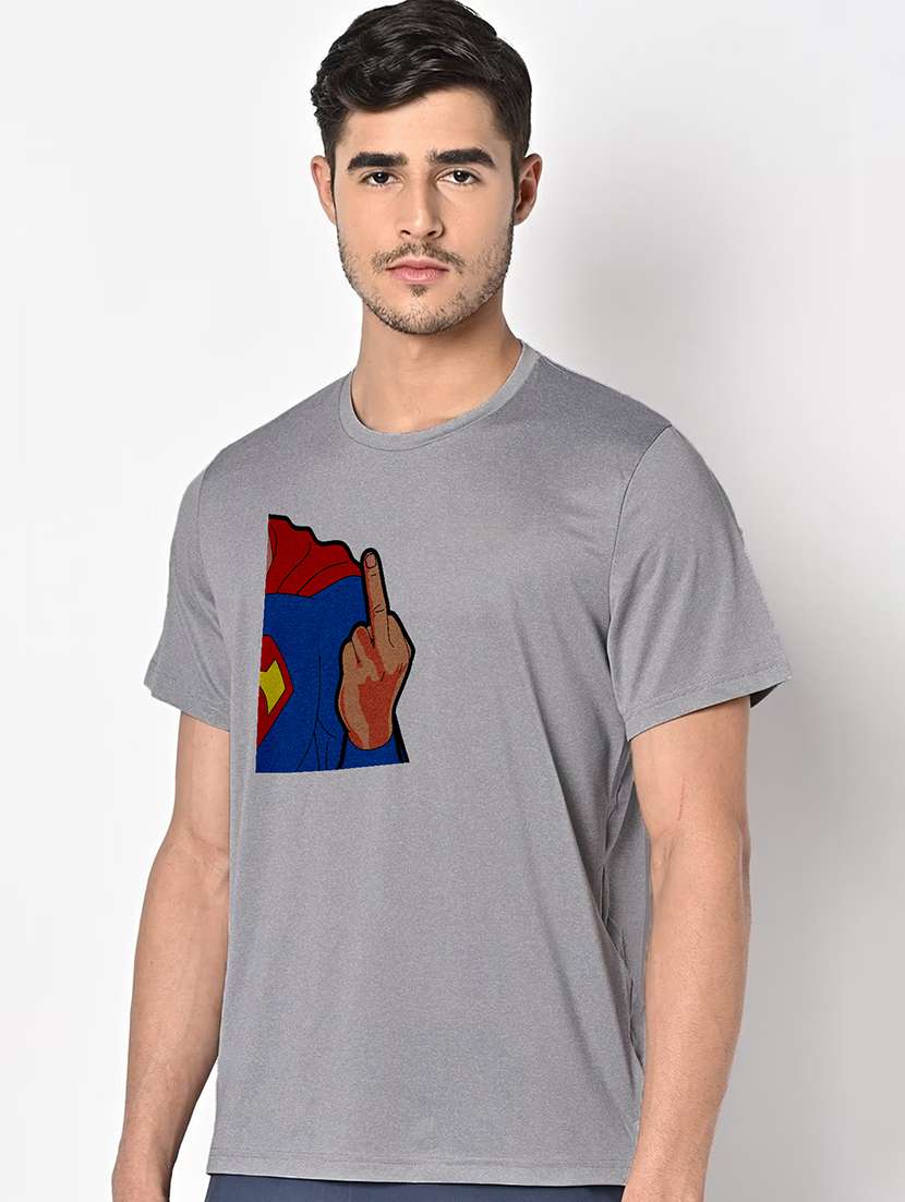 men grey round neck regular fit t-shirt - 21842728 - Standard Image - 1