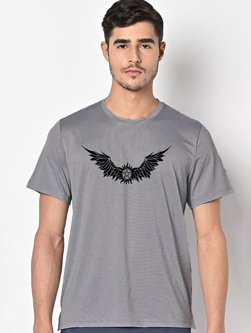 men grey round neck regular fit t-shirt - 21842729 - Standard Image - 0