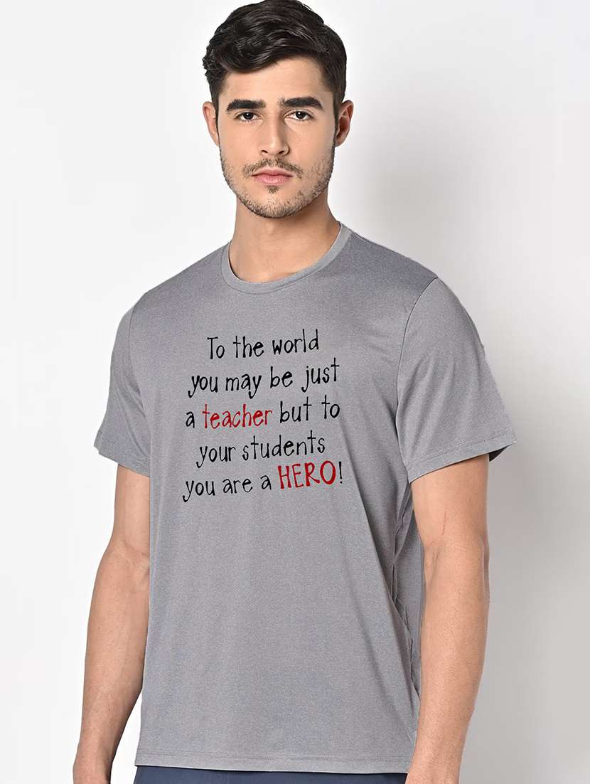 men grey round neck regular fit t-shirt - 21842736 - Standard Image - 1