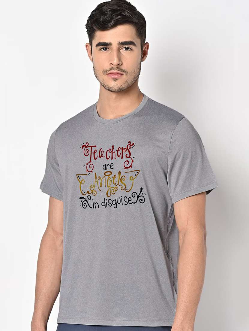men grey round neck regular fit t-shirt - 21842738 -  Standard Image - 1