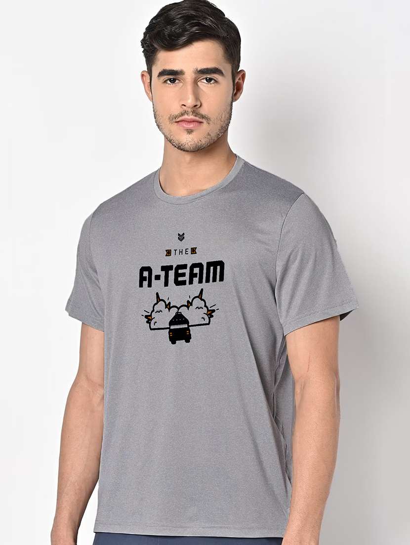 men grey round neck regular fit t-shirt - 21842745 -  Standard Image - 1