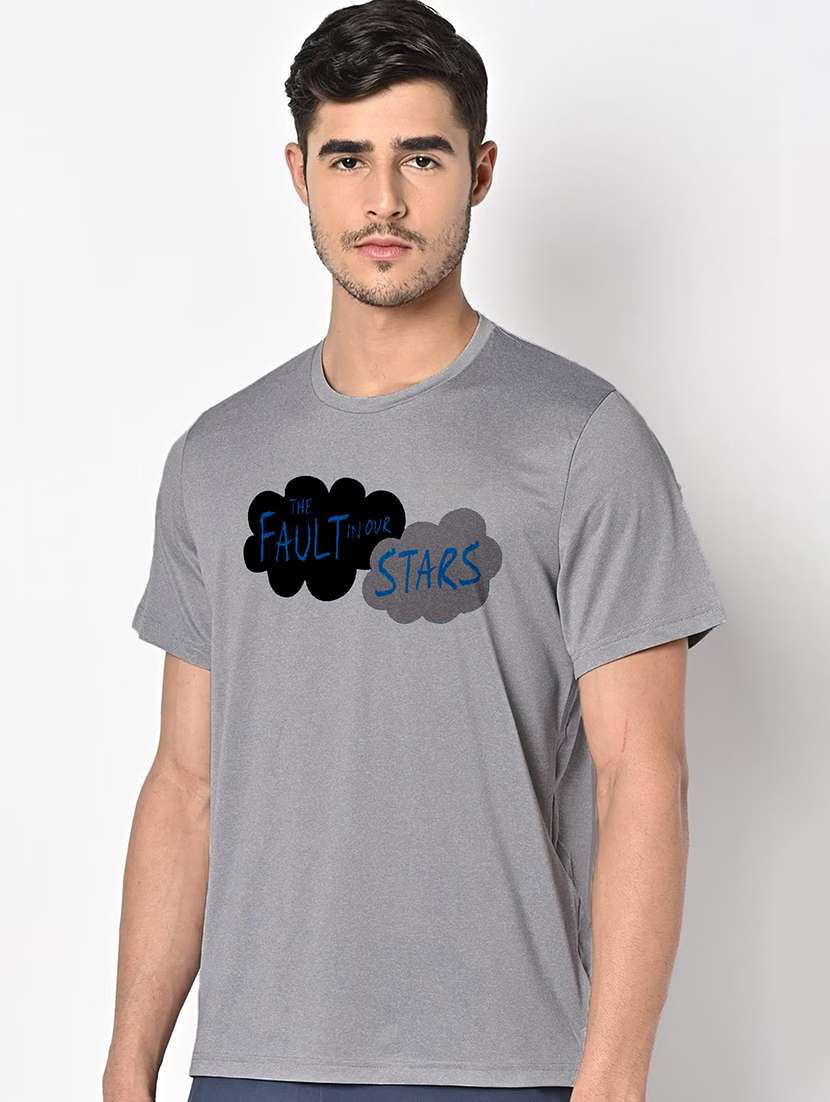 men grey round neck regular fit t-shirt - 21842751 - Standard Image - 1