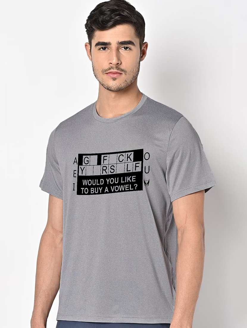 men grey round neck regular fit t-shirt - 21842757 -  Standard Image - 1