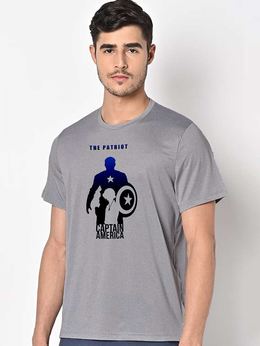 men grey round neck regular fit t-shirt - 21842759 -  Standard Image - 1