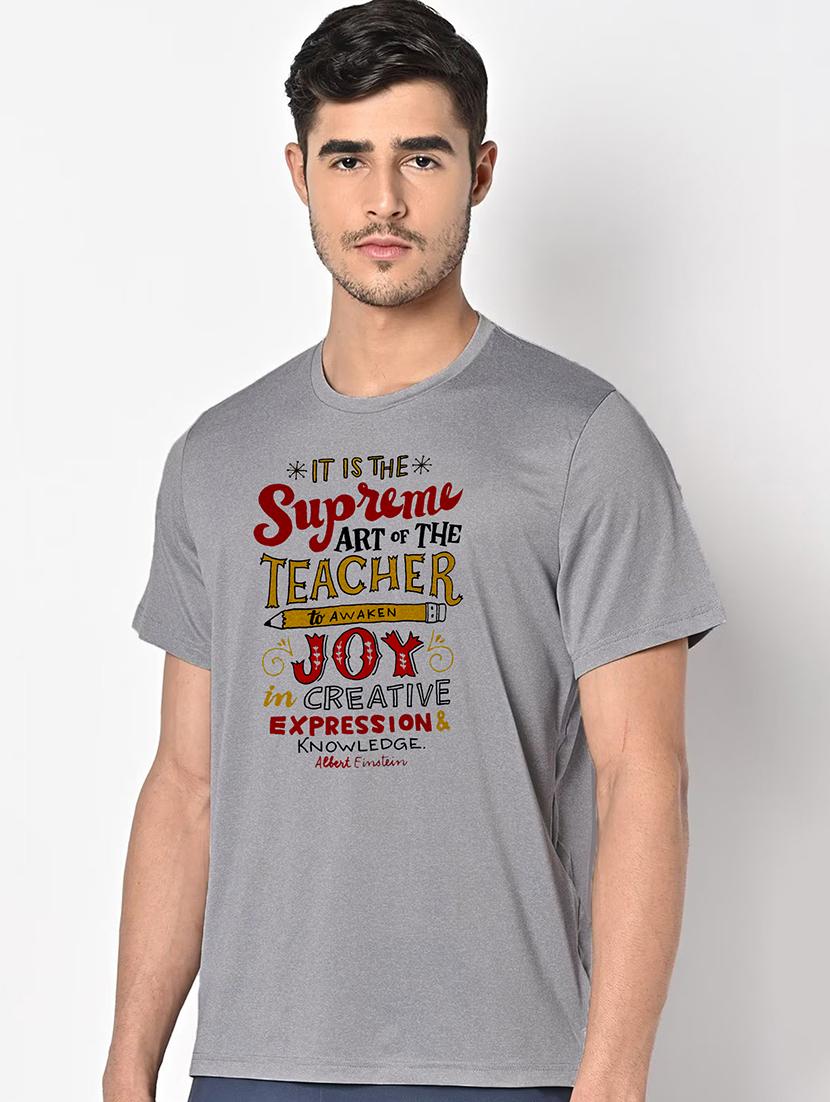men grey round neck regular fit t-shirt - 21842760 - Standard Image - 1