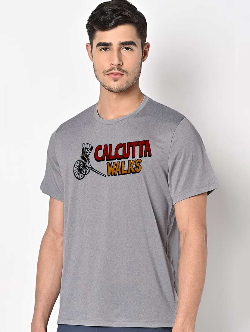 men grey round neck regular fit t-shirt - 21842768 - Standard Image - 1