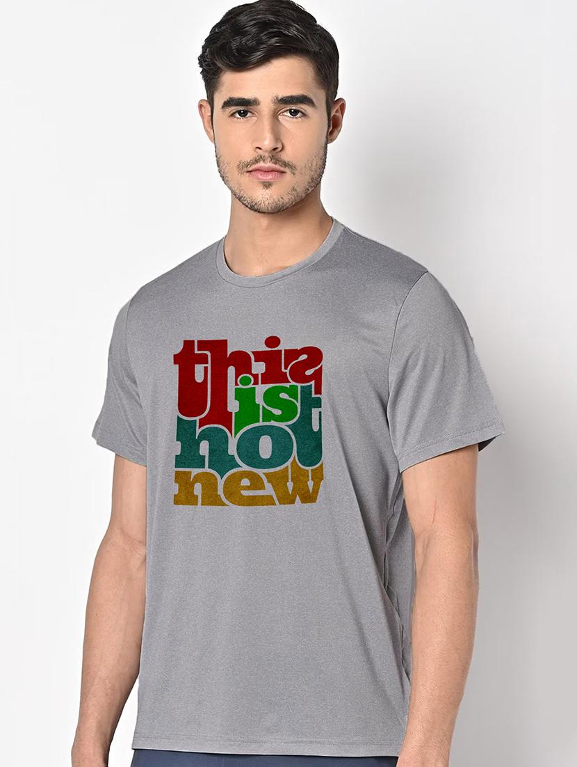 men grey round neck regular fit t-shirt - 21842769 - Standard Image - 1