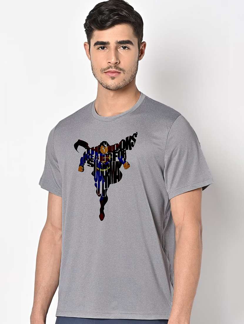 men grey round neck regular fit t-shirt - 21842770 -  Standard Image - 1