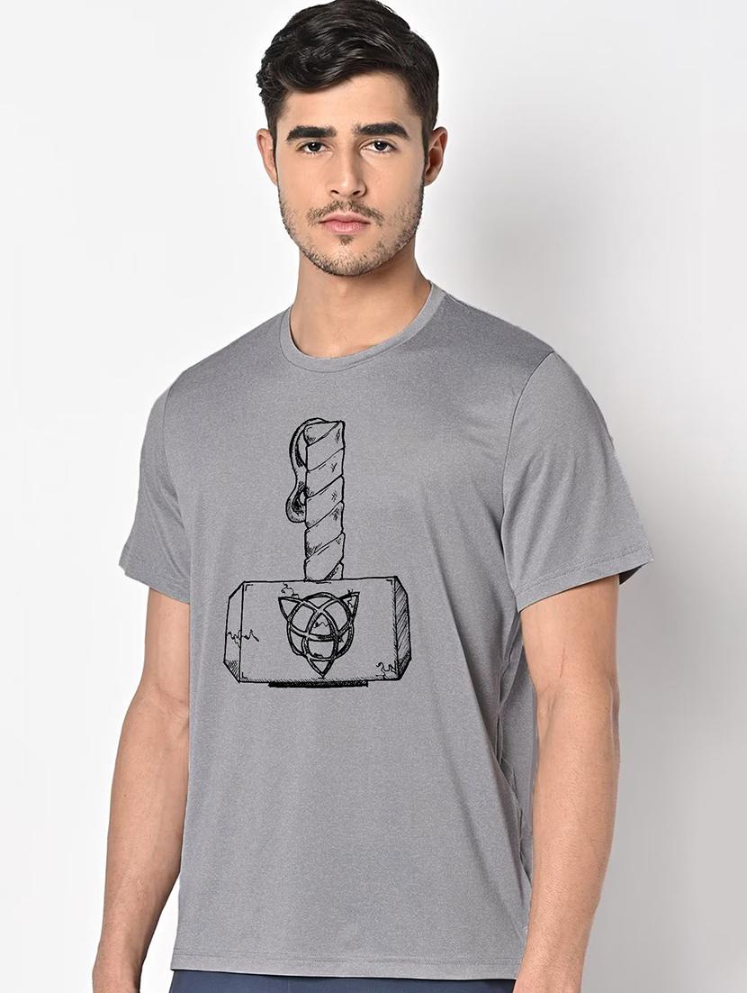 men grey round neck regular fit t-shirt - 21842772 -  Standard Image - 1