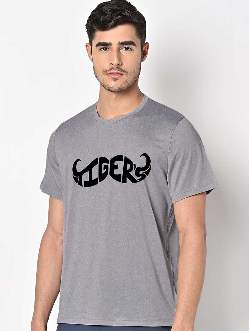 men grey round neck regular fit t-shirt - 21842773 - Standard Image - 1