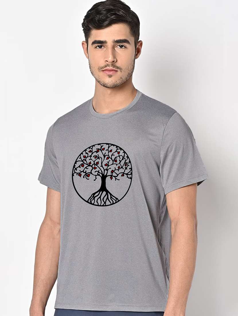 men grey round neck regular fit t-shirt - 21842783 -  Standard Image - 1