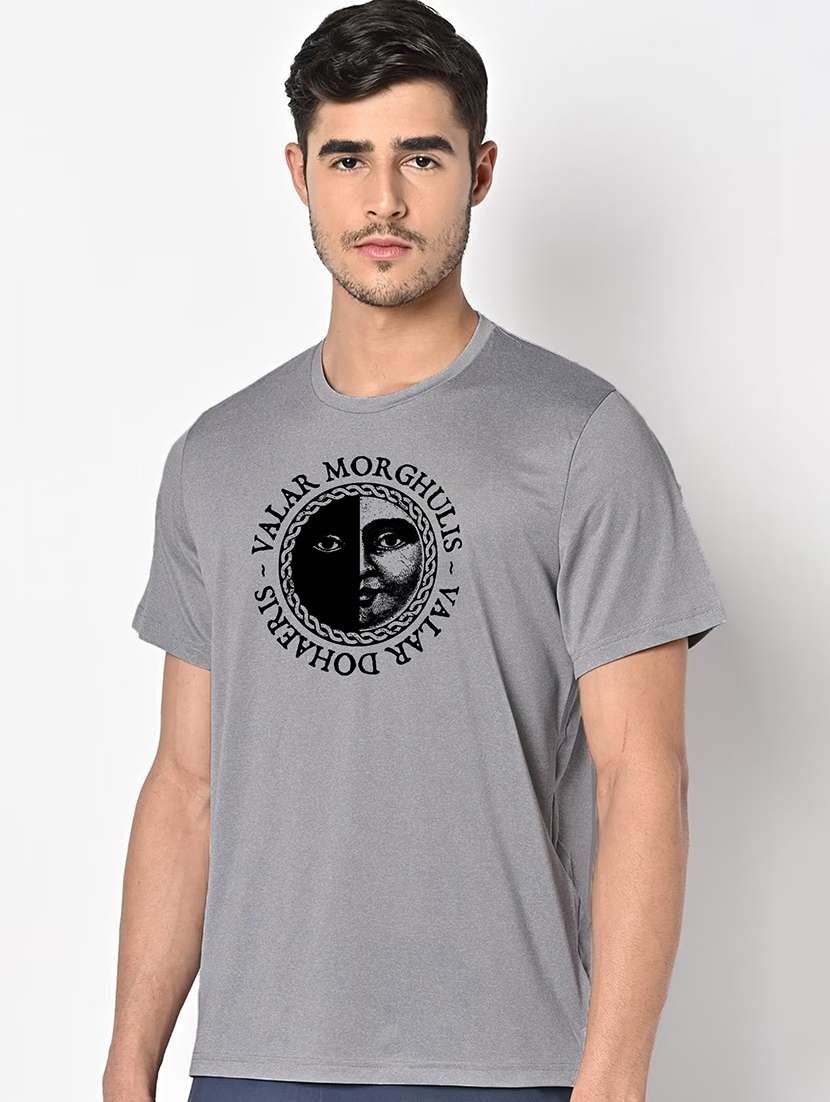 men grey round neck regular fit t-shirt - 21842791 -  Standard Image - 1
